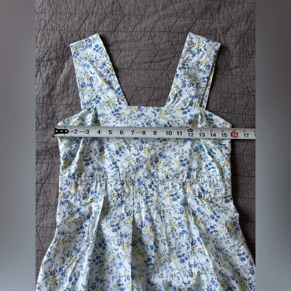 Mona Thalheimer Blue ditzy floral empire waist 100% cotton maxi dress size small - Picture 14 of 16